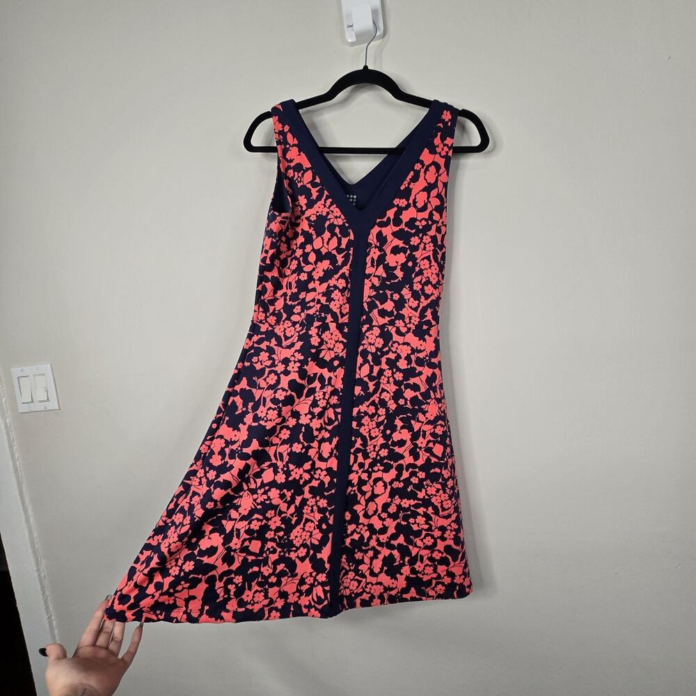 Title Nine Dress Womens Small Pink Floral Fit Flare V Neck Sundress Pockets - Picture 2 of 7